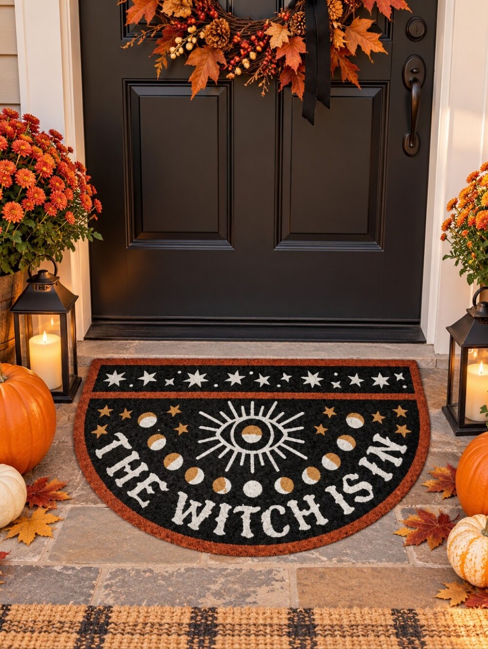 The Witch Is In Halloween Coir Doormat 18x30 NWT